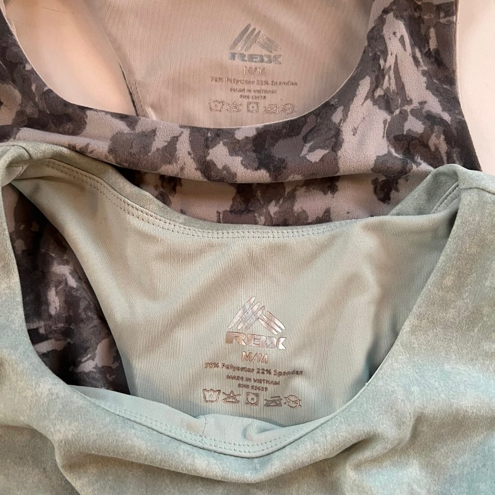 RBX Zen Watercolor Light Green and Tie-Dye Grey Bra Crop Tank Tops (Set of 2), M - Picture 5 of 9